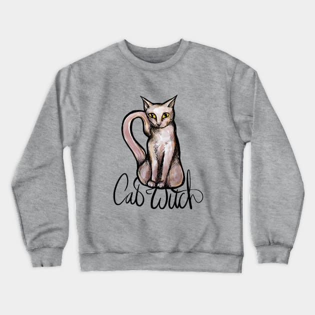 Cat Witch Crewneck Sweatshirt by bubbsnugg